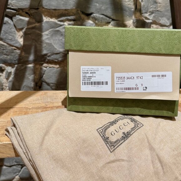 Gucci Grey GG Logo Rubber Cubic Platform Slide Sandals - Picture 12 of 12